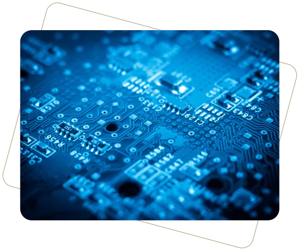 Close-up of a blue circuit board.