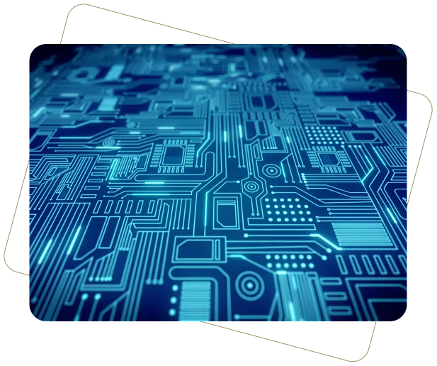 Here's an alt tag for the image: Blue glowing circuit board pattern.